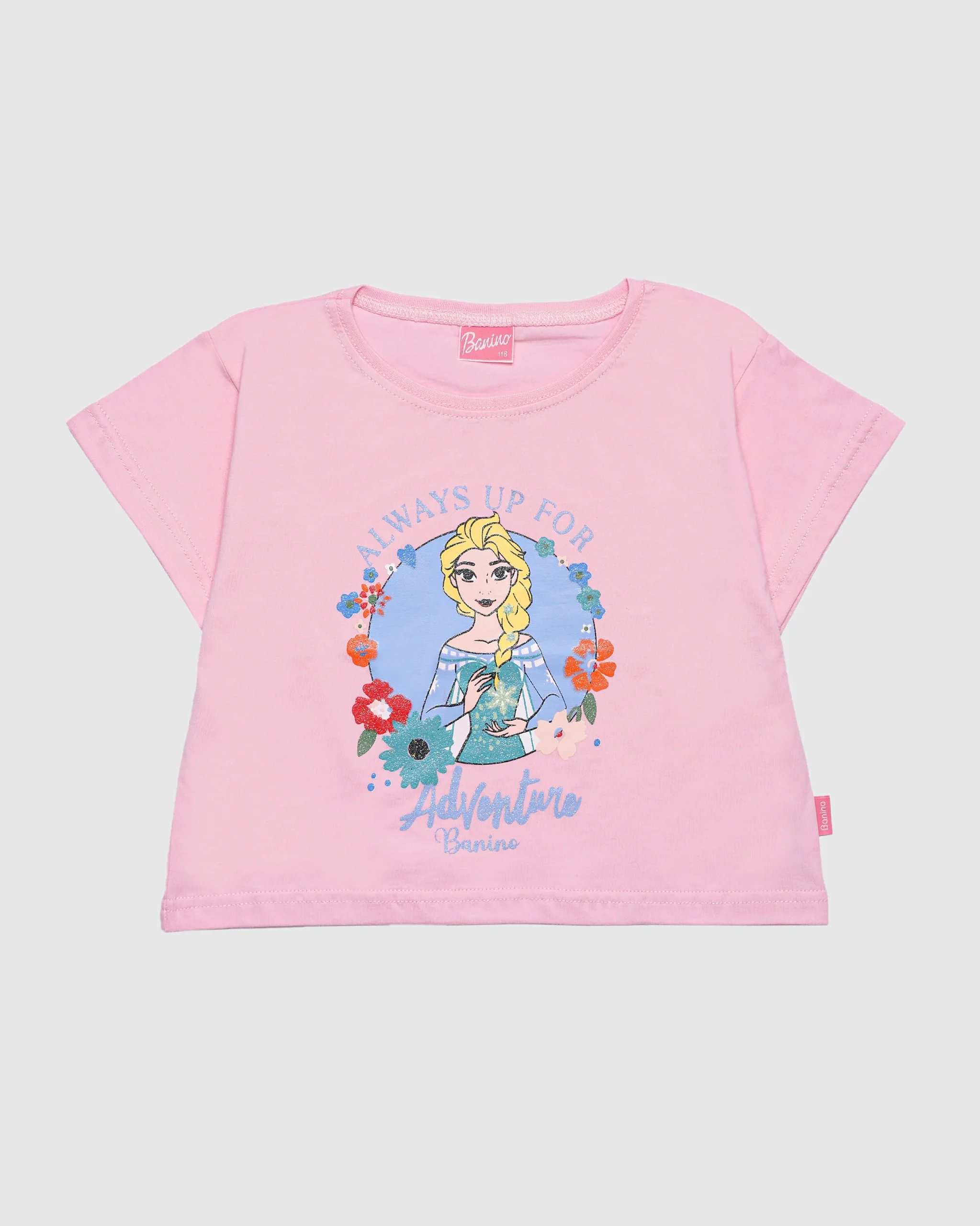 تی شرت دخترانه طرح ELSA رنگ صورتی بانی نو