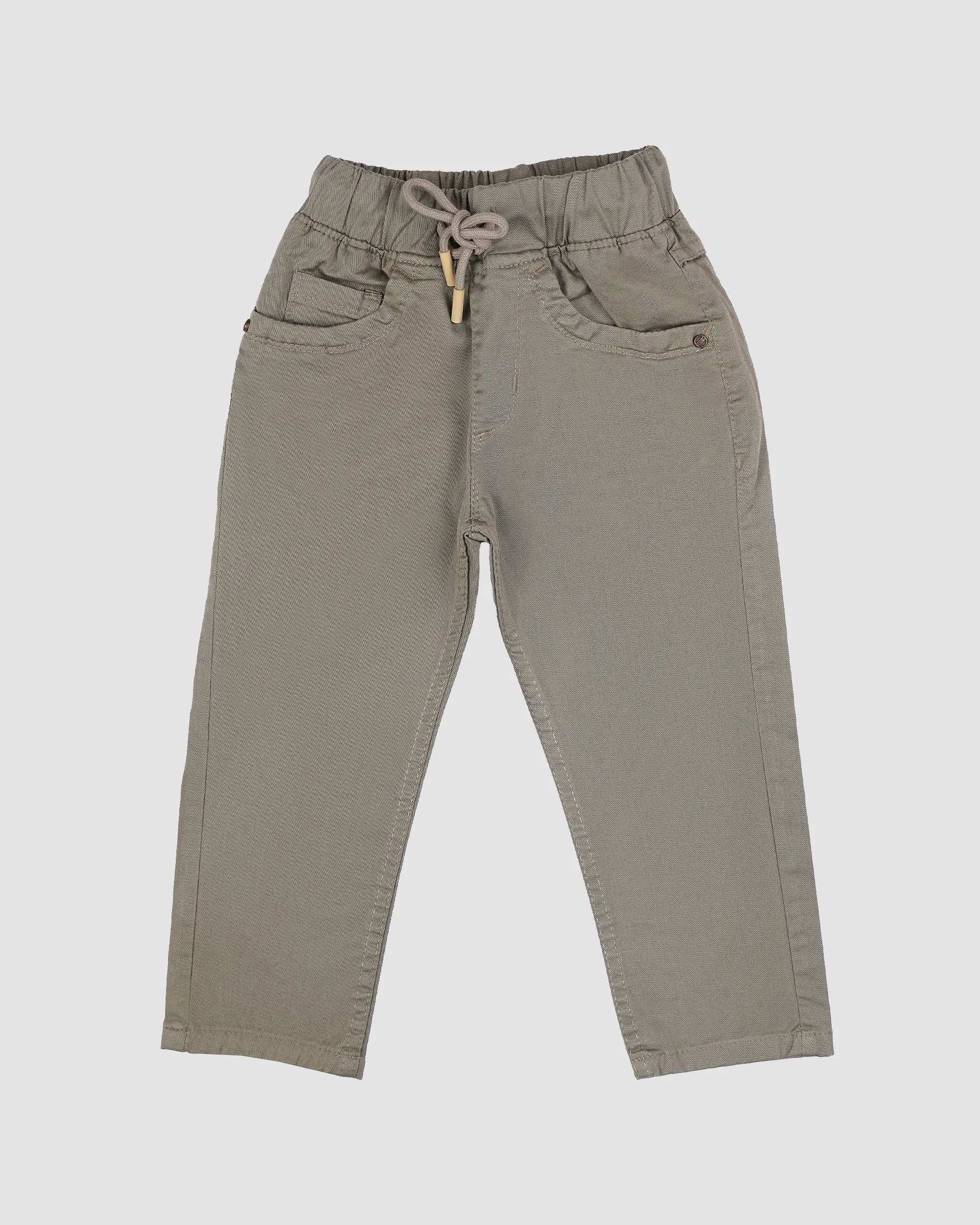 شلوار کتان پسرانه مدل POLO دورکش رنگ سدری بانی نو