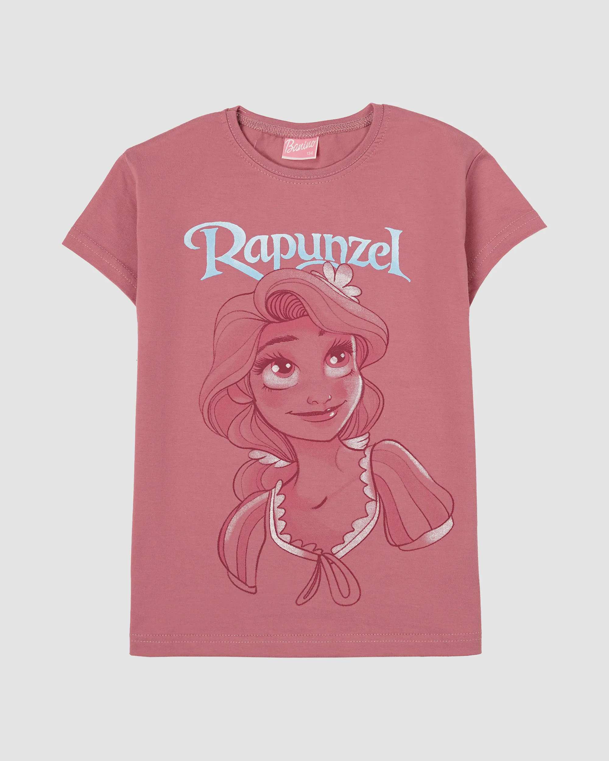 تی شرت دخترانه مدل RAPUNZEL صورتی کثیف بانی نو