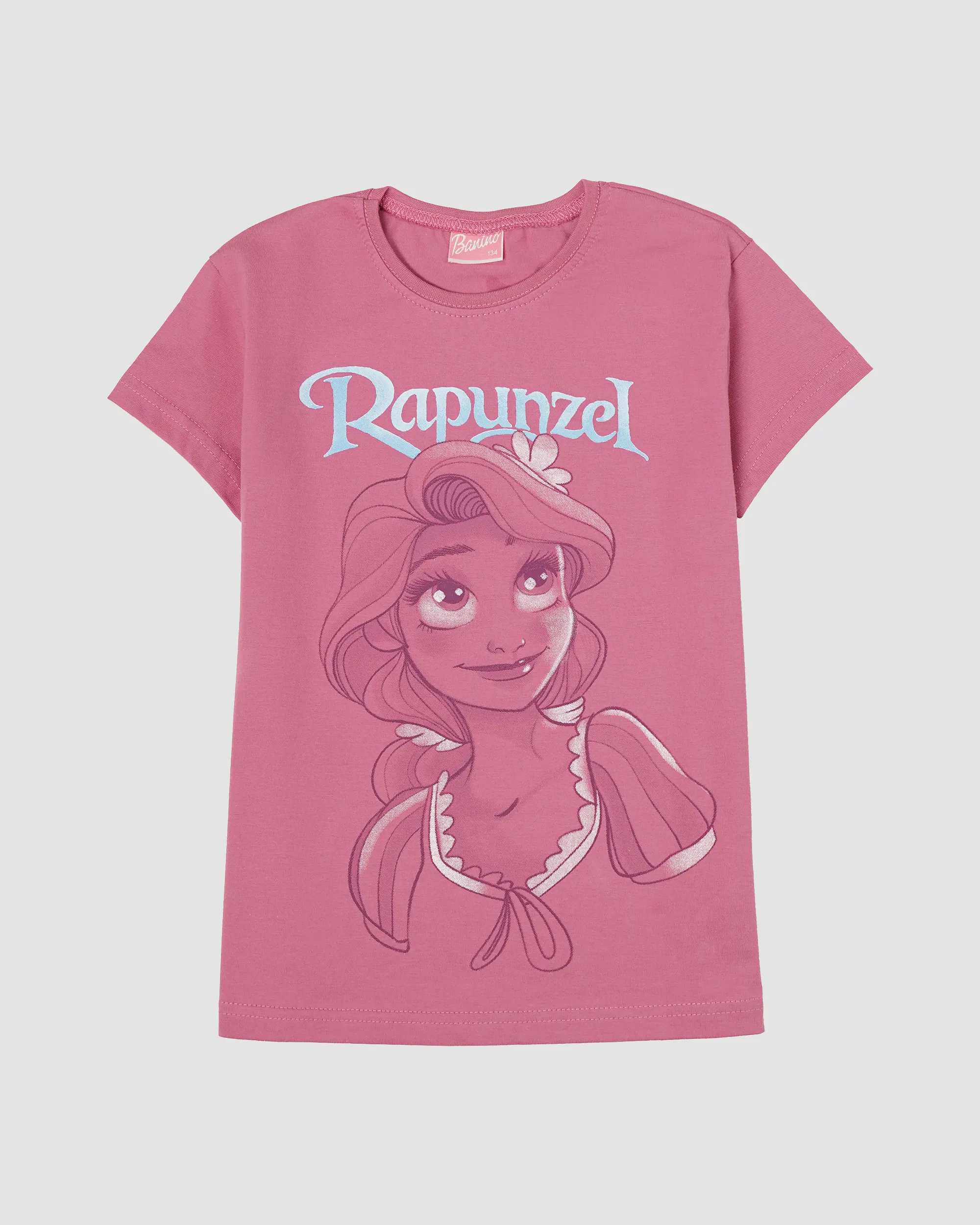 تی شرت دخترانه مدل RAPUNZEL صورتی بانی نو
