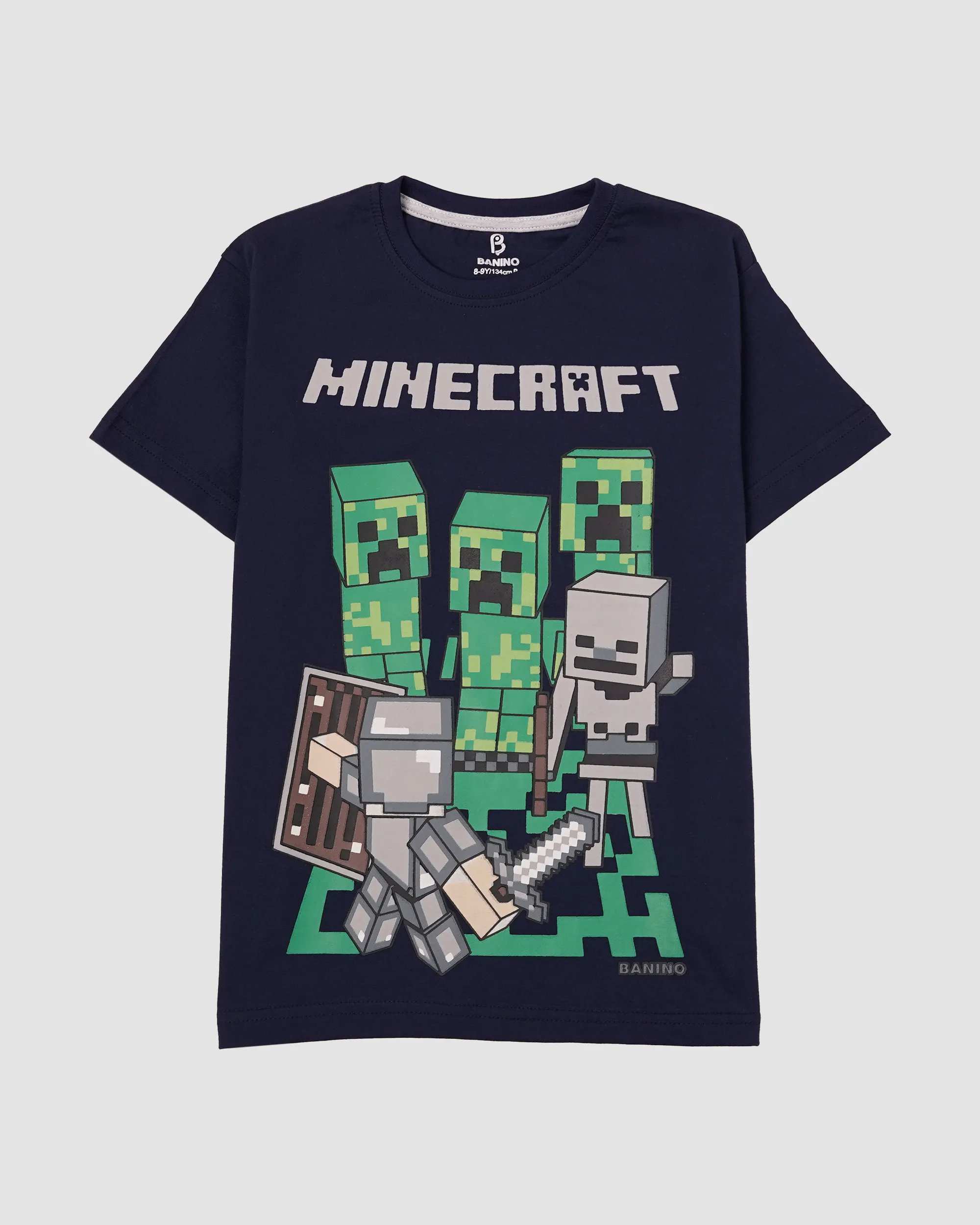 تی شرت پسرانه مدل MINECRAFT سرمه ای بانی نو
