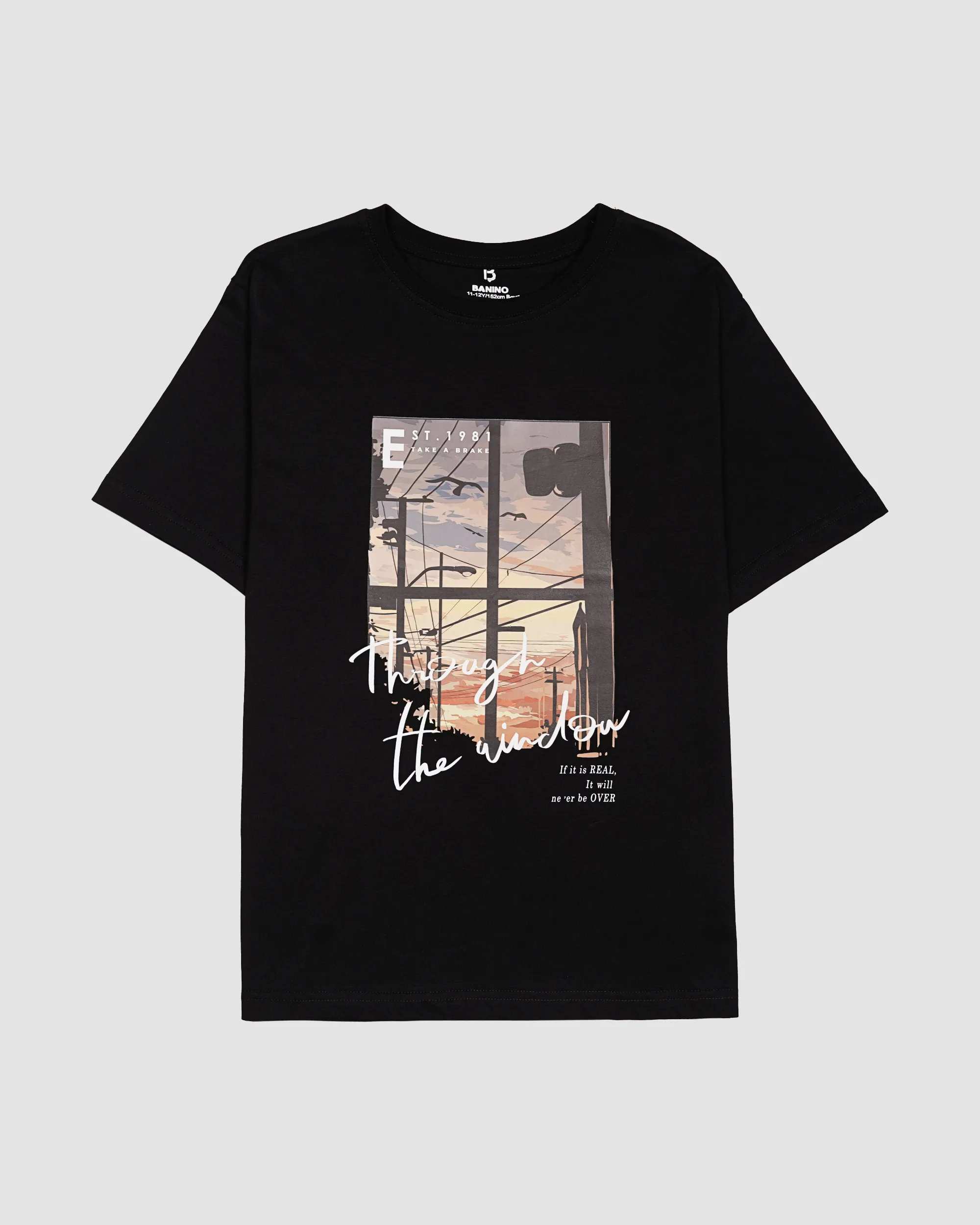 تیشرت پسرانه طرح ساحل مشکی بانی نو