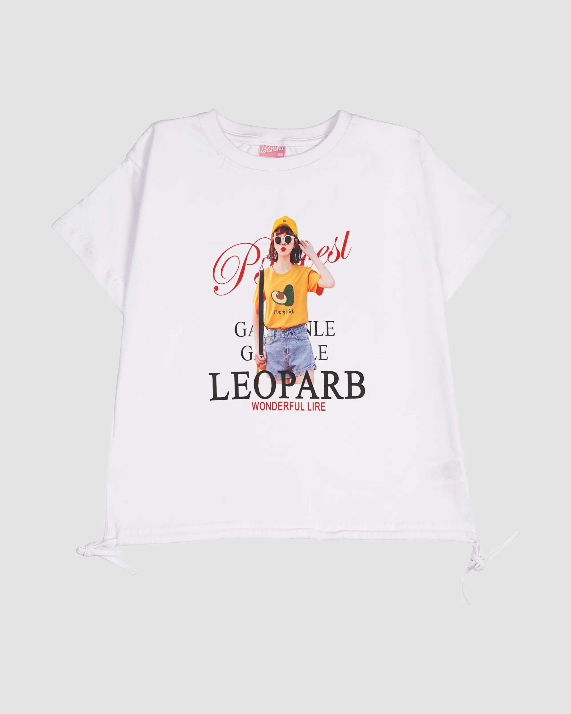تی شرت دخترانه مدل کراپ طرح LEOPARB بانی نو