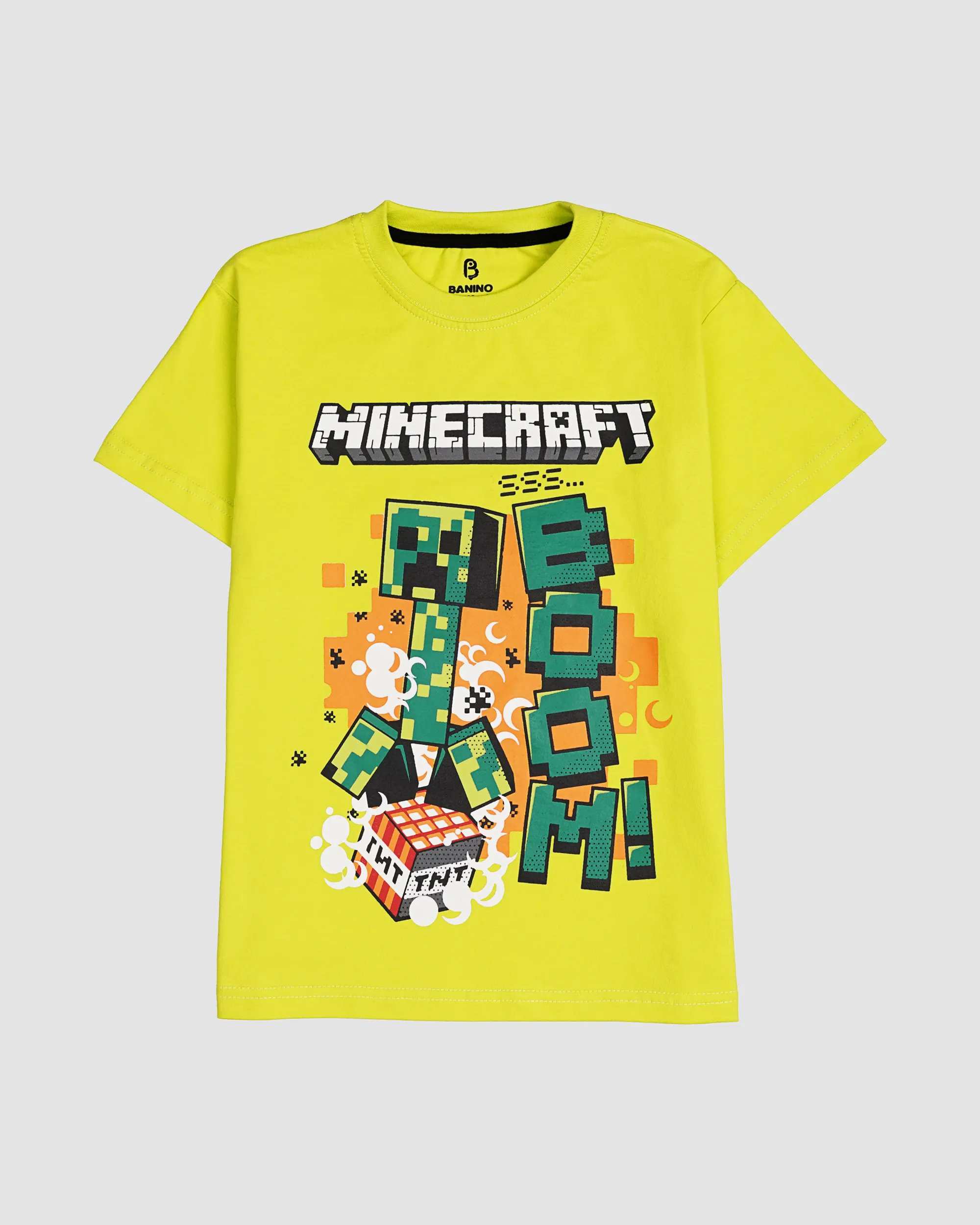 ست تی شرت و شلوارک پسرانه مدل MINECRAFT فسفری بانی نو