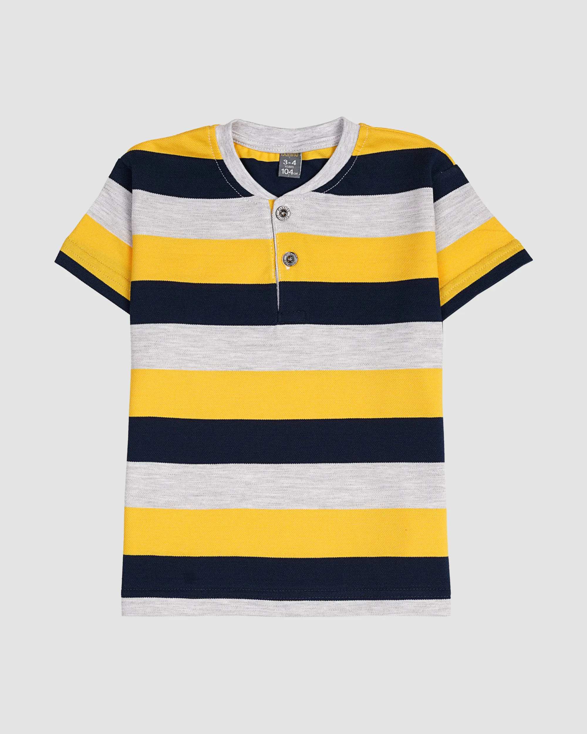 تیشرت پسرانه جودون مدل راه راه پهن زرد بانی نو