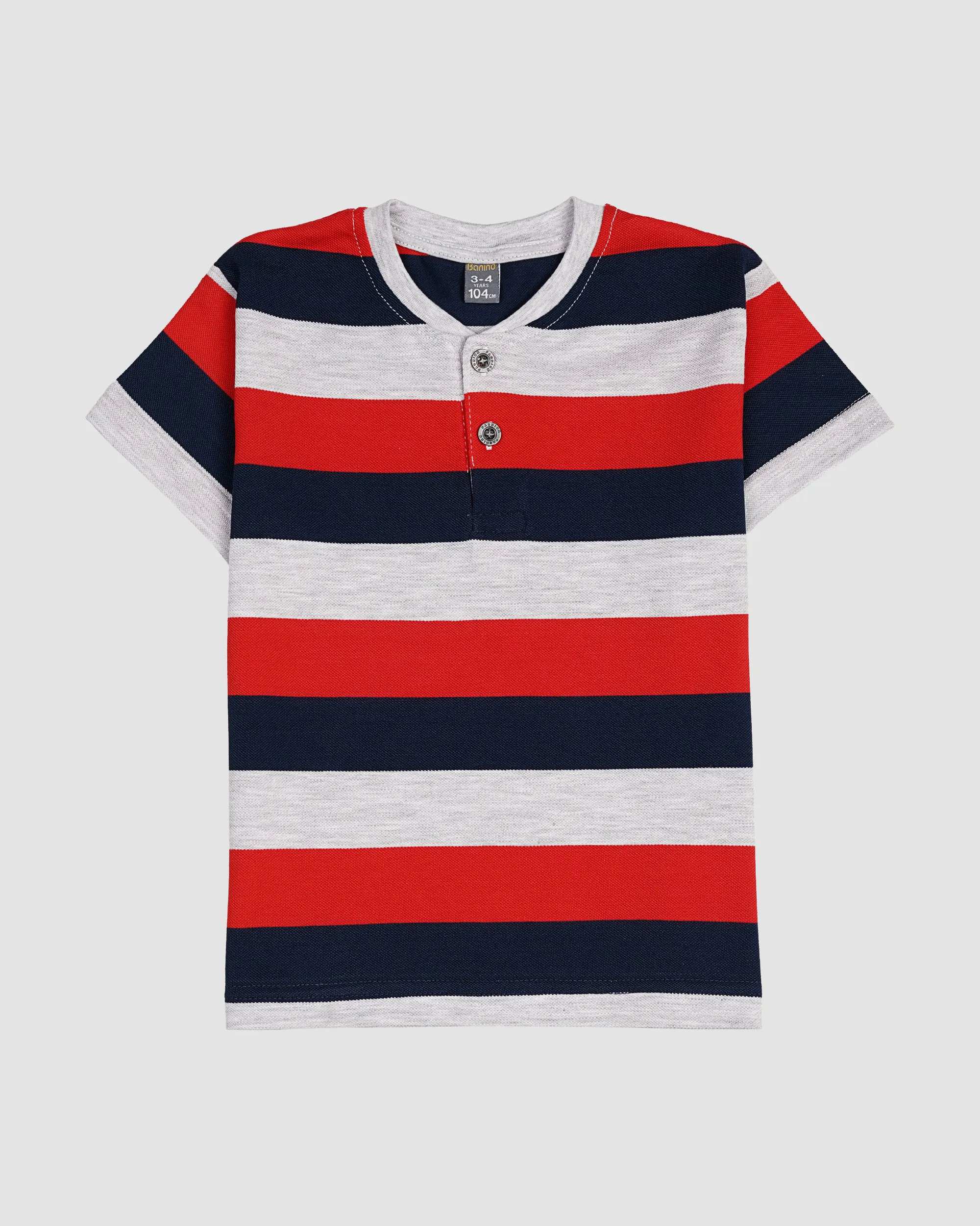 تیشرت پسرانه جودون مدل راه راه پهن قرمز بانی نو