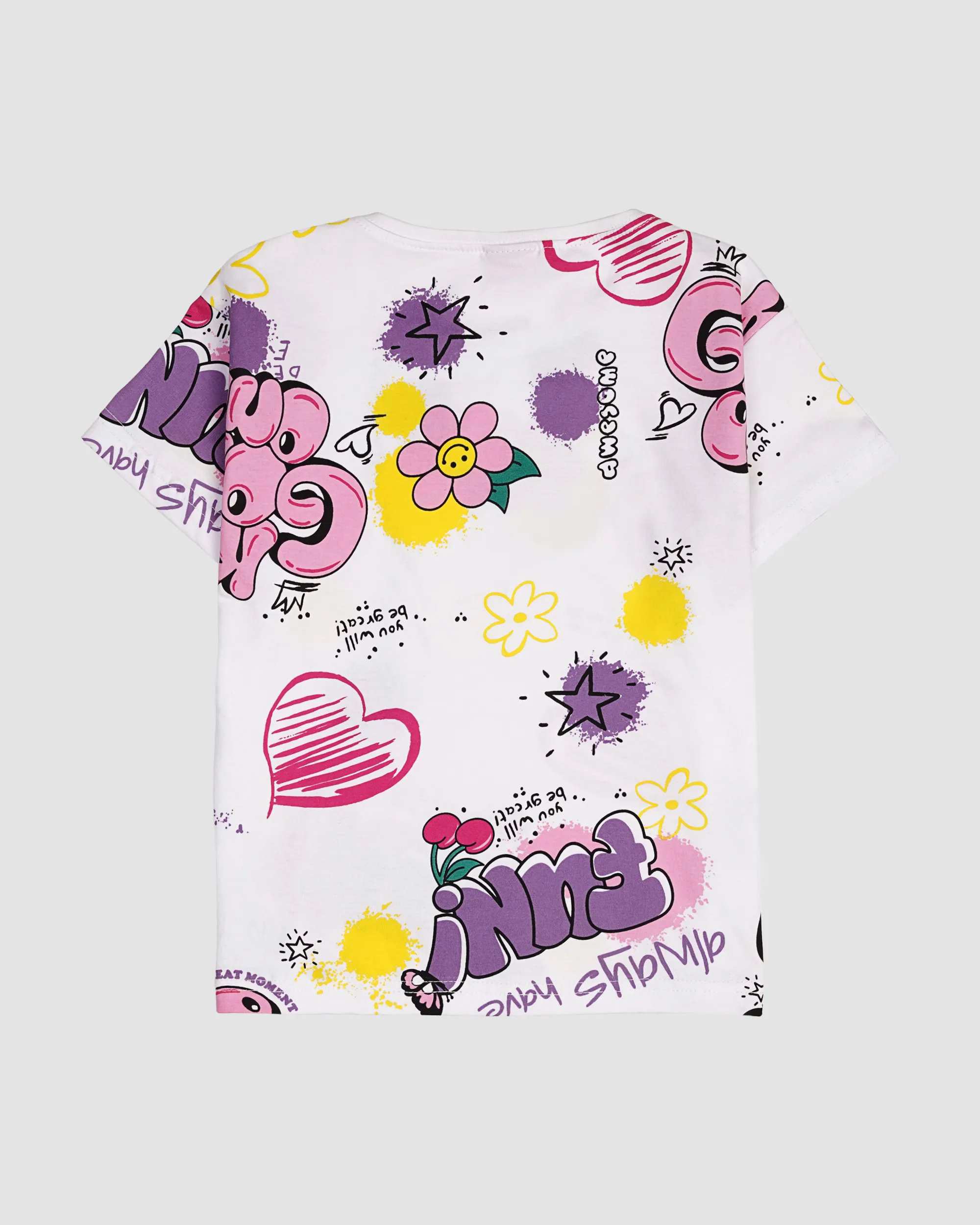 تیشرت دخترانه مدل تمام چاپ FUNI بانی نو