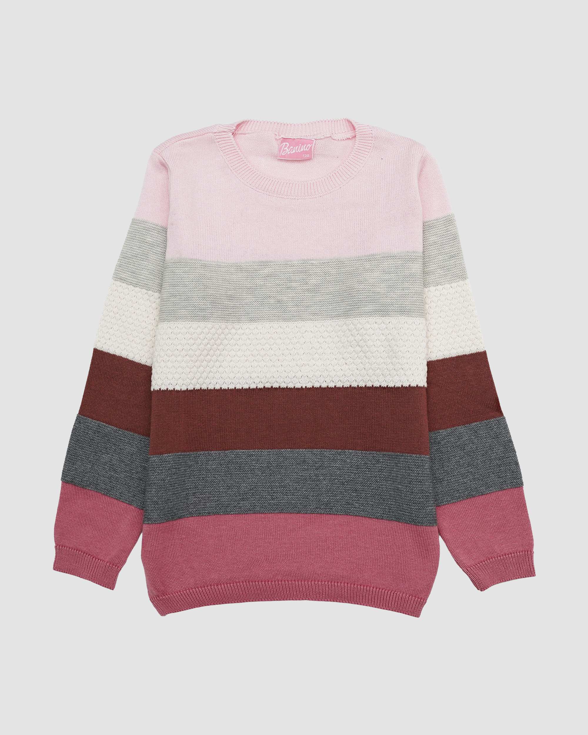 پلیور بافت دخترانه طرح راه راه طرح دار بانی نو