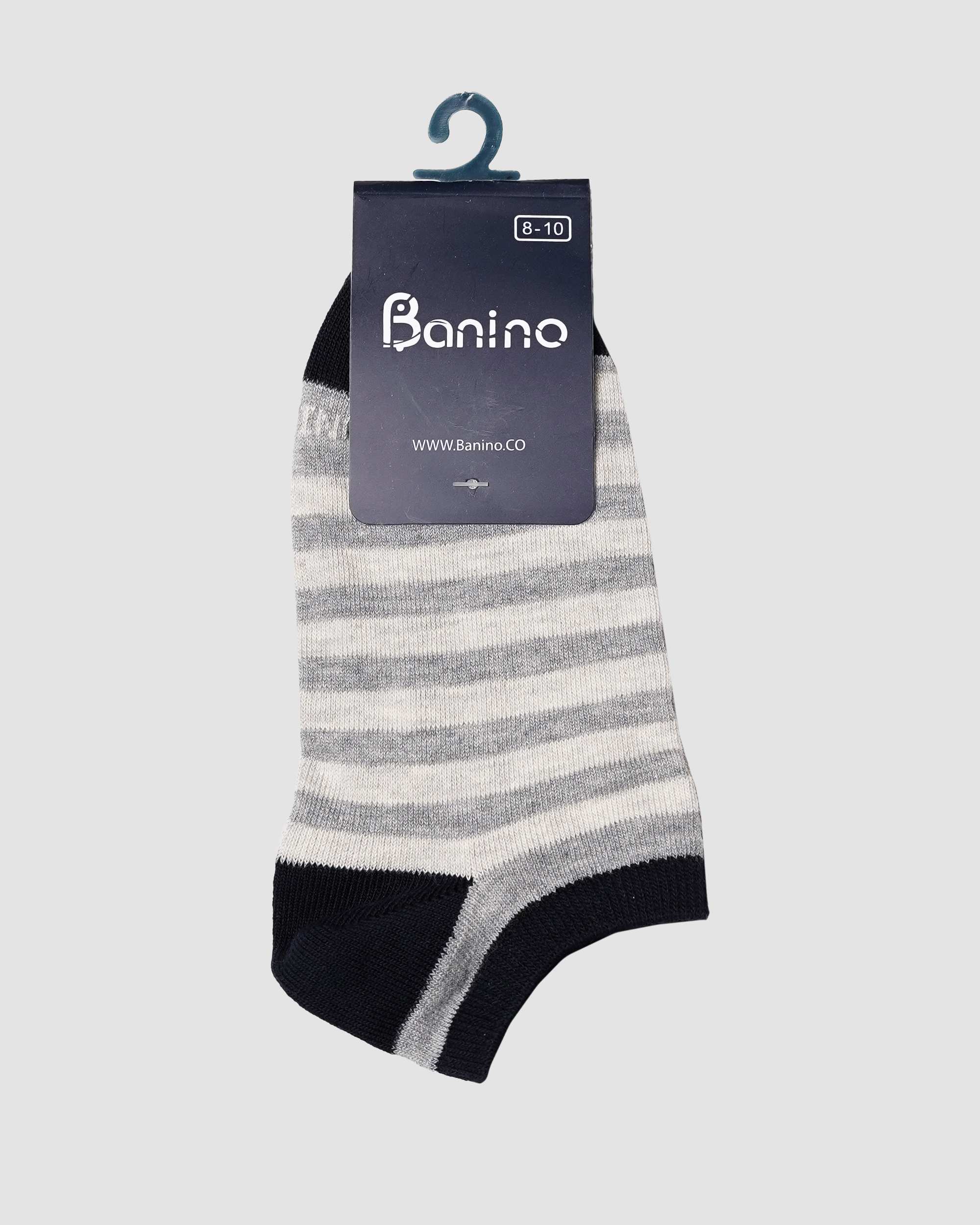 جوراب اسپرت مچی راه راه طوسی کمرنگ بانی نو