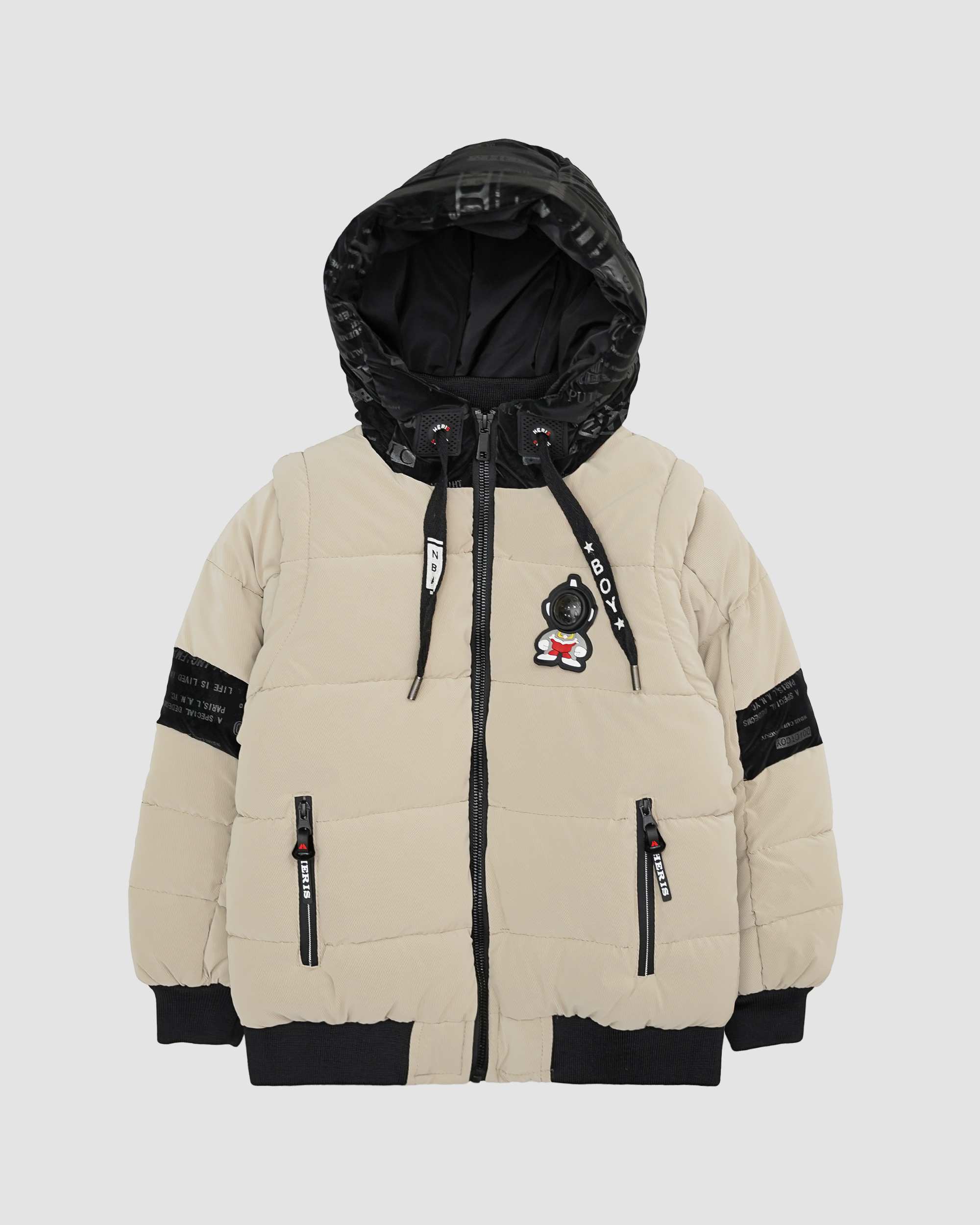 کاپشن پسرانه استین زیپ دار کرم بانی نو