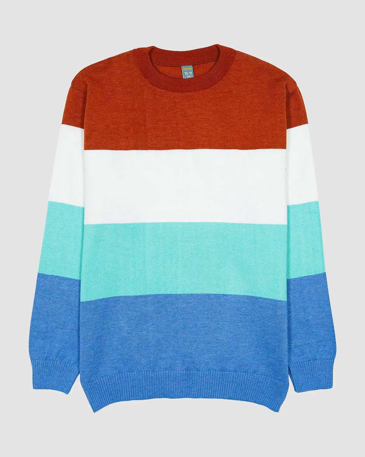 پلیور بافت پسرانه بانی نو طرح راه راه پهن سبز آبی