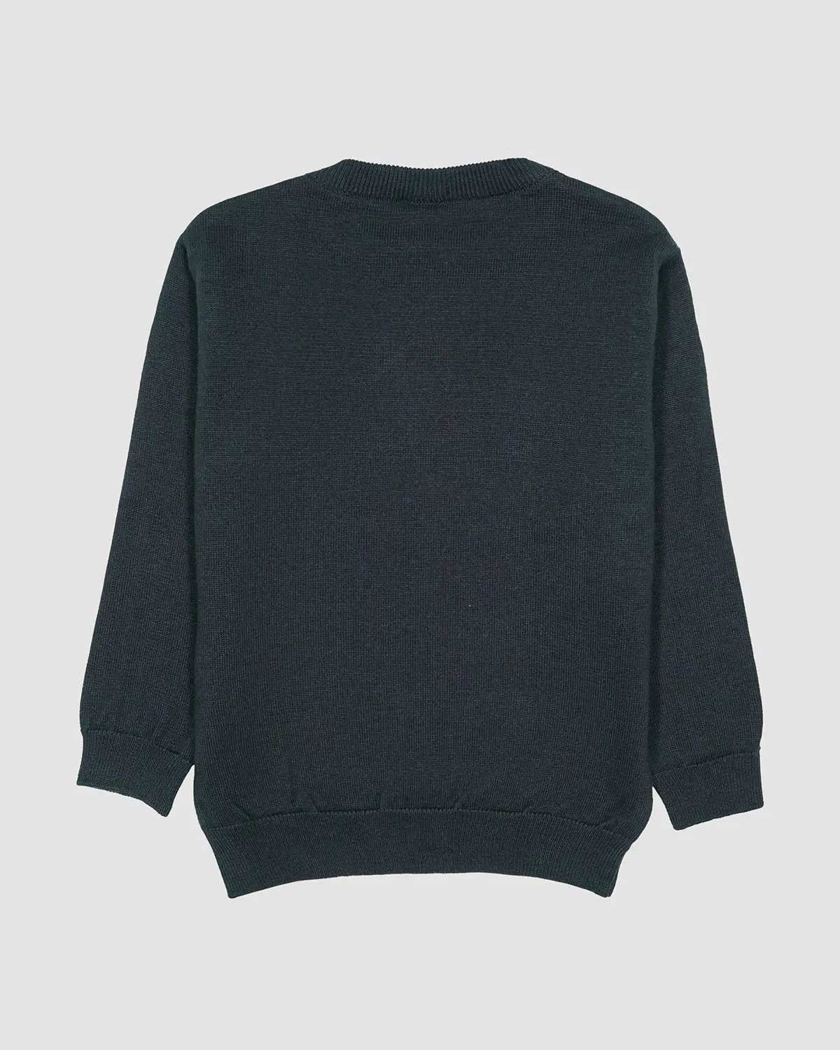 پلیور بافت پسرانه بانی نو طرح یقه گرد سورتمه مشکی