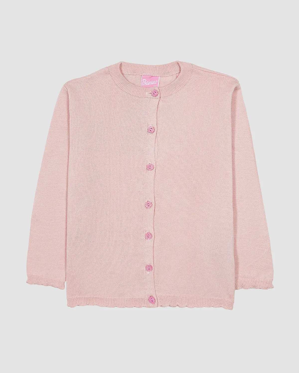 پلیور بافت دخترانه بانی نو طرح ساده صورتی