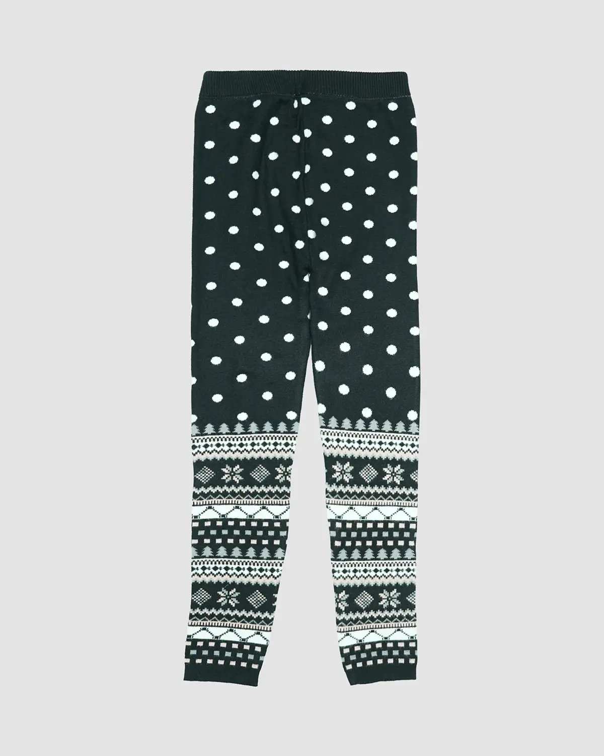 شلوار بافت دخترانه بانی نو طرح توپی مشکی سفید