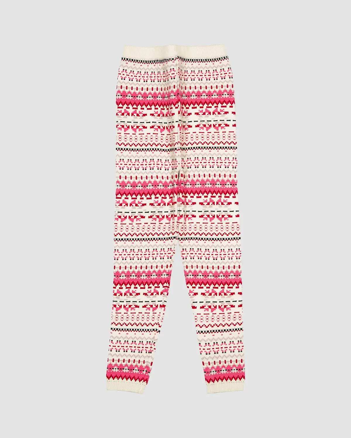 شلوار بافت دخترانه بانی نو طرح دار صورتی سفید