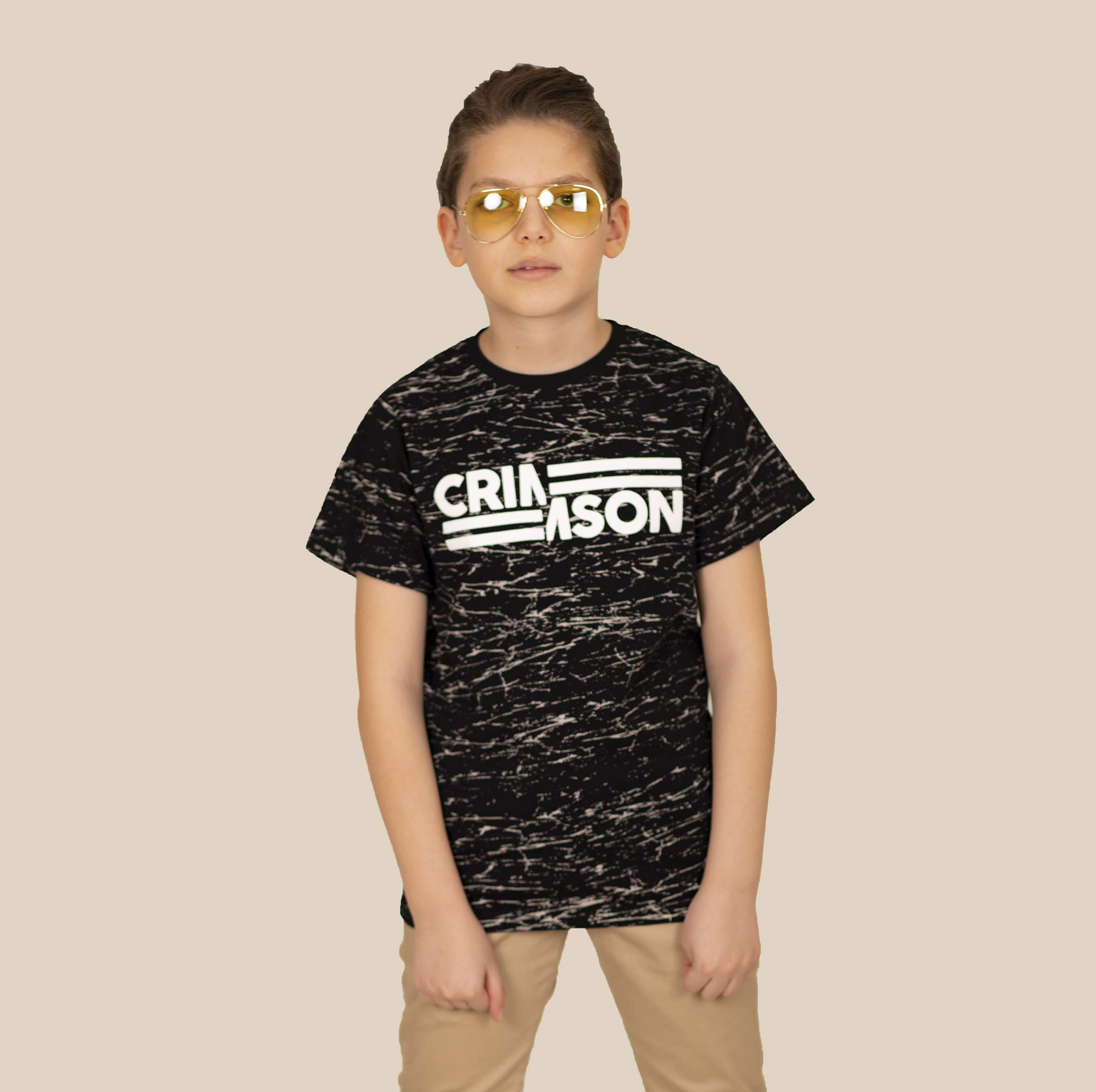 بلوز تک پسرانه یقه گرد 6CRIMSON الی 15 سال بانی نو