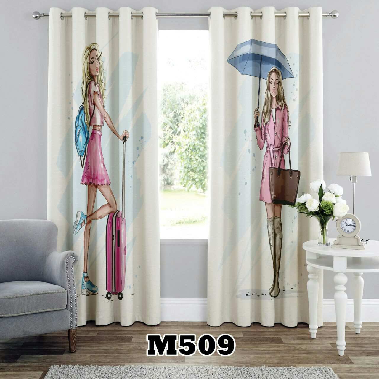 پرده سه بعدی طرح دخترانه