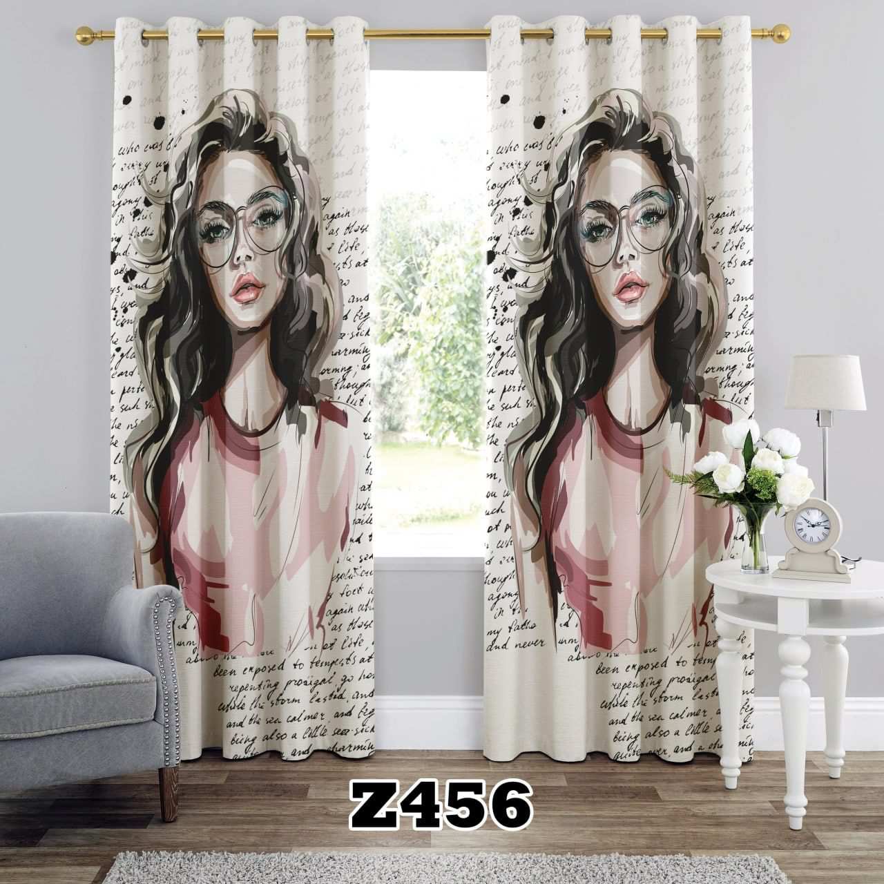 پرده سه بعدی طرح دخترانه