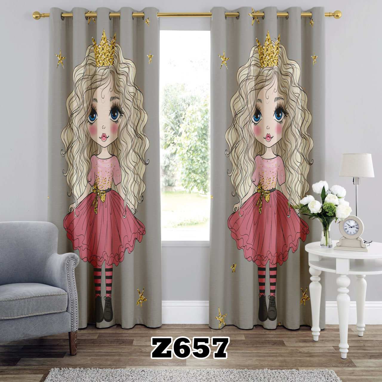 پرده سه بعدی طرح دخترانه