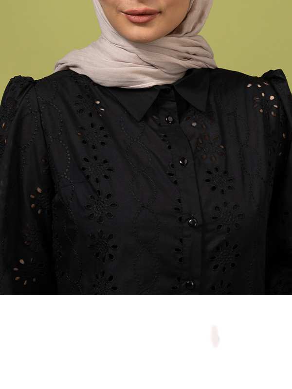 شومیز زنانه آستین بلند خامه دوزی مدل آرمینا برنس Bornos