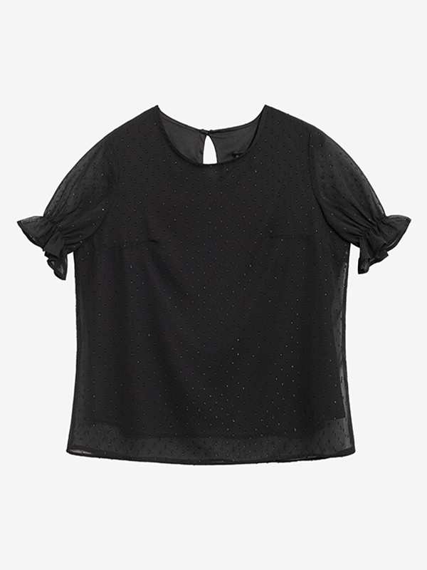 بلوز زنانه حریر آستر دار یقه گرد آستین چین دار 40101 برنس