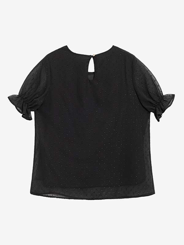 بلوز زنانه حریر آستر دار یقه گرد آستین چین دار 40101 برنس