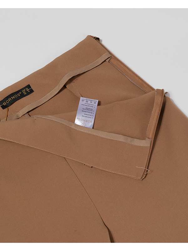 شلوار زنانه کرپ دمپا گشاد کلاسیک دارای کمربند 10104 برنس