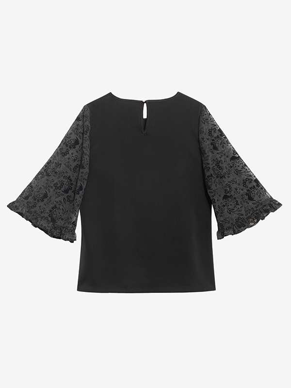 بلوز زنانه مجلسی کرپ آستین کلوش چین دار 40107 برنس