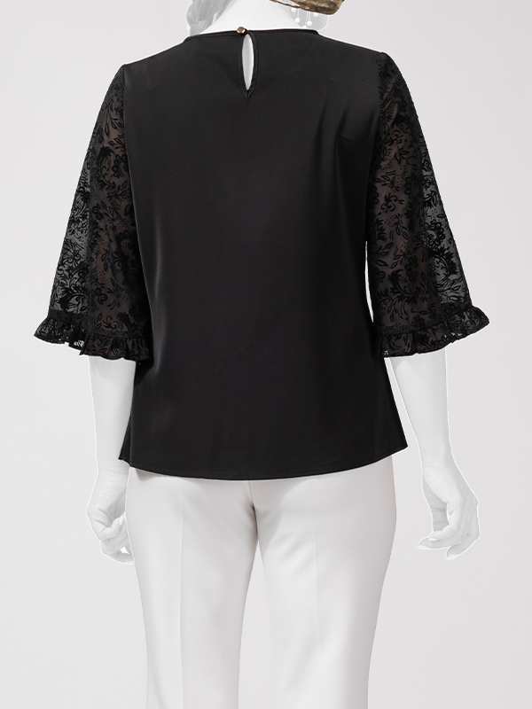 بلوز زنانه مجلسی کرپ آستین کلوش چین دار 40107 برنس