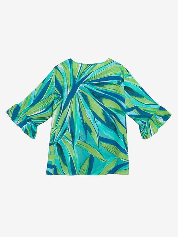 بلوز زنانه سایز بزرگ آستین سه ربع کرپ 40108 برنس