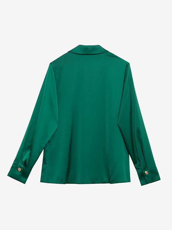 شومیز زنانه ساتن زارا آستین بلند درای دکمه تزیینی مهناز برنس