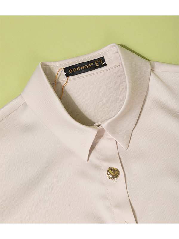 شومیز زنانه ساتن زارا آستین بلند درای دکمه تزیینی مهناز برنس