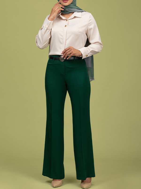 شومیز زنانه ساتن زارا آستین بلند درای دکمه تزیینی مهناز برنس