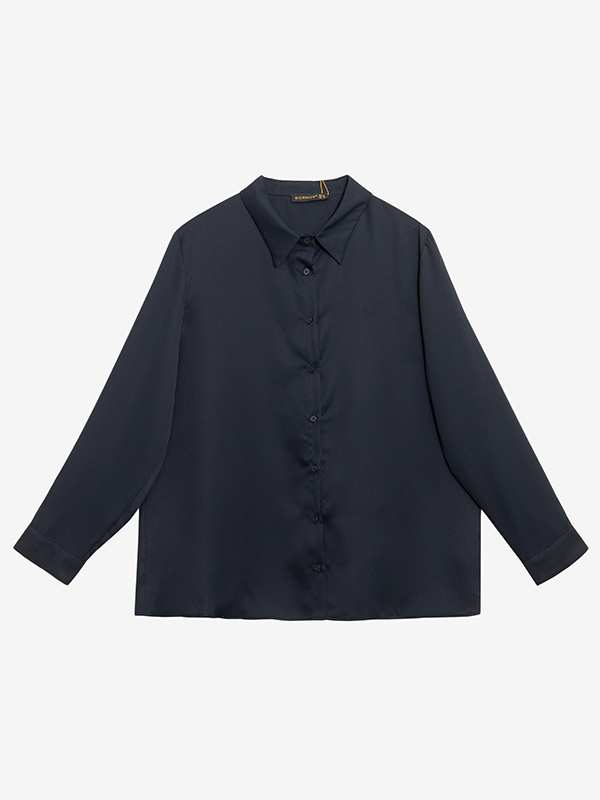 شومیز زنانه سایز بزرگ کرپ آستین بلند 30106 برنس