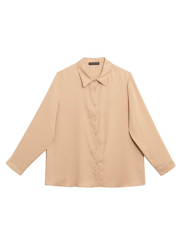 شومیز زنانه سایز بزرگ کرپ آستین بلند 30106 برنس