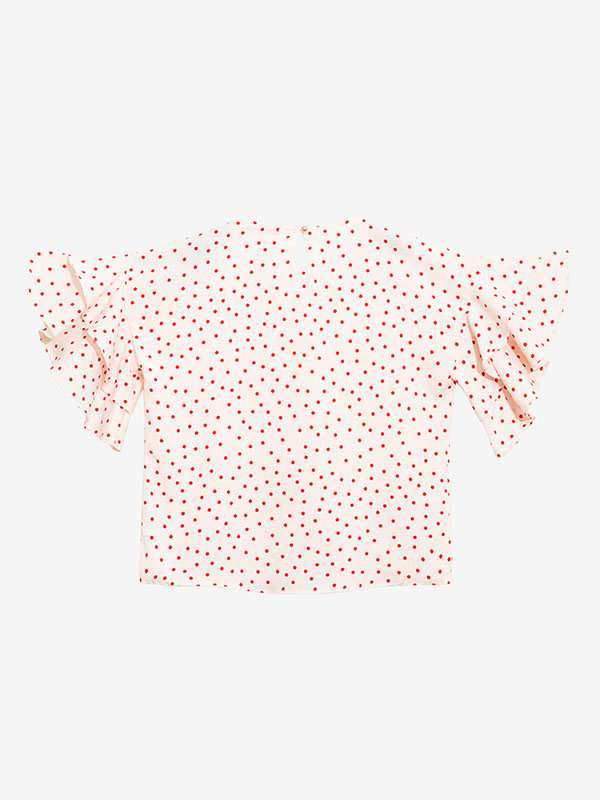 بلوز زنانه کرپ ژرژت سایز بزرگ آستین کلوش 40110 برنس