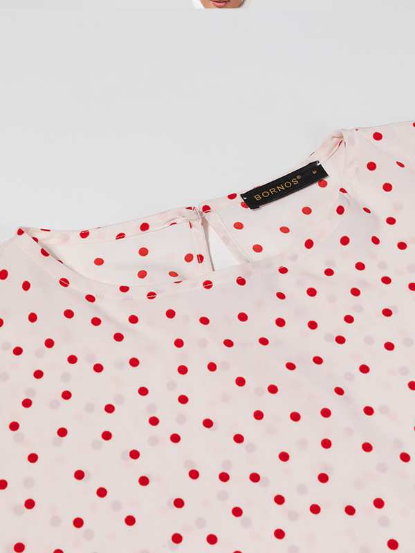 بلوز زنانه کرپ ژرژت سایز بزرگ آستین کلوش 40110 برنس