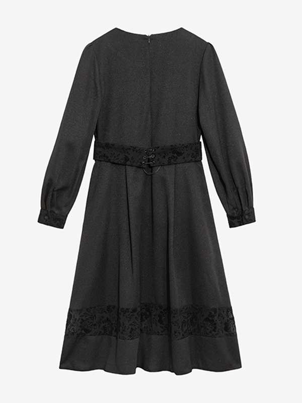 پیراهن زنانه آستین بلند کتان لمه مغزی دوزی مخمل 80100 برنس