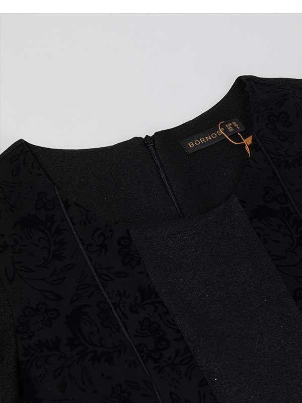 پیراهن زنانه آستین بلند کتان لمه مغزی دوزی مخمل 80100 برنس