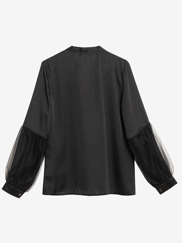 شومیز زنانه آستین بلند ساتن مجلسی یقه کرواتی 30101 برنس