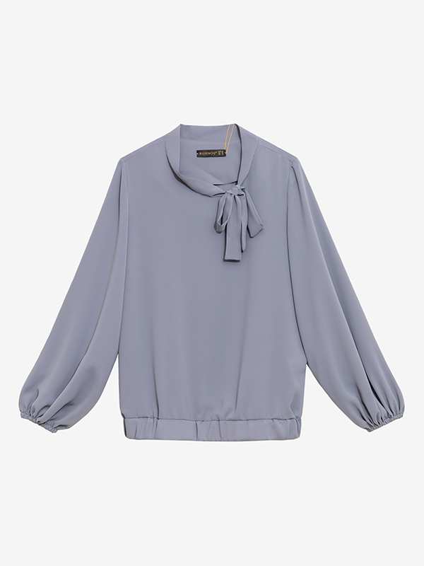 بلوز زنانه آستین بلند یقه کرواتی مچ کشی کرپ 40105 برنس