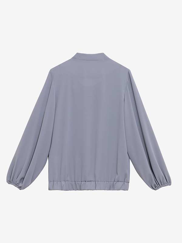 بلوز زنانه آستین بلند یقه کرواتی مچ کشی کرپ 40105 برنس