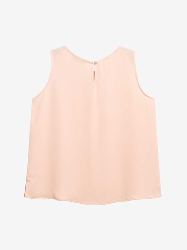 تاپ زنانه سایز بزرگ کرپ آستین حلقه ای 60104 برنس