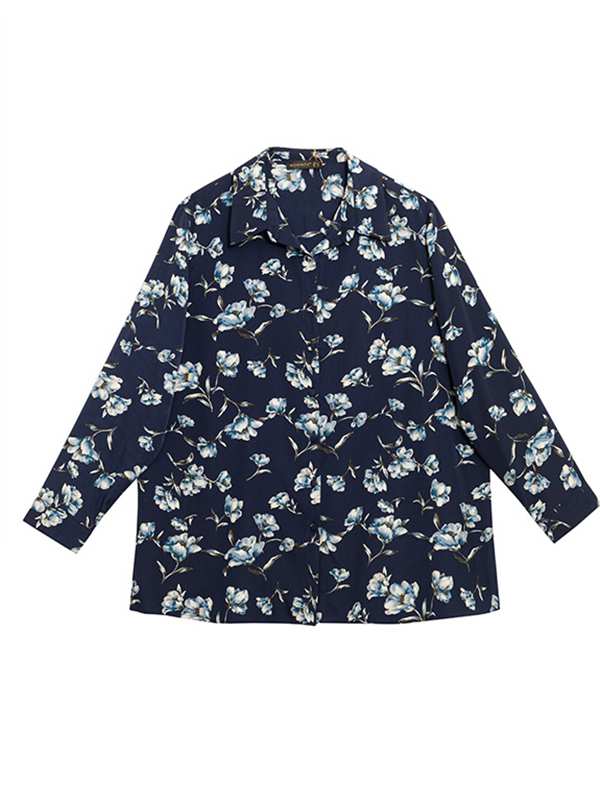 تونیک زنانه سایز بزرگ کرپ طرحدار آستین بلند 50103 برنس Bornos