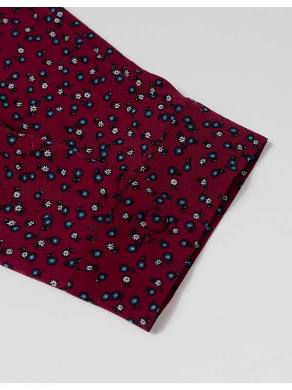 تونیک زنانه سایز بزرگ کرپ طرحدار آستین بلند 50103 برنس Bornos