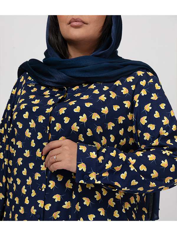 تونیک زنانه سایز بزرگ کرپ طرحدار آستین بلند 50103 برنس Bornos