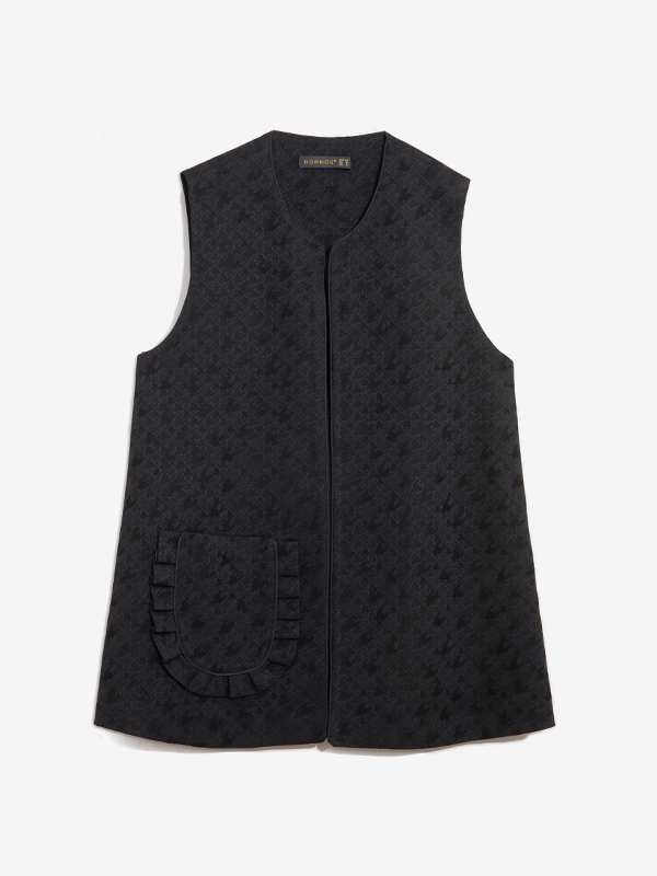 وست زنانه ژاکارد آستر دار جیب دار کلاسیک 70101 برنس Bornos