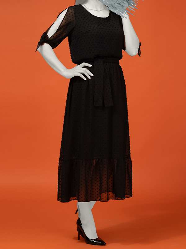 دامن زنانه کمر کش کمربند دار حریر چین دار 20100 برنس Bornos