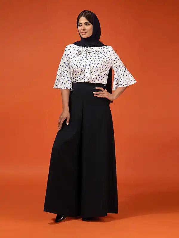 دامن شلواری زنانه مجلسی فاق بلند کرپ 10102 برنس