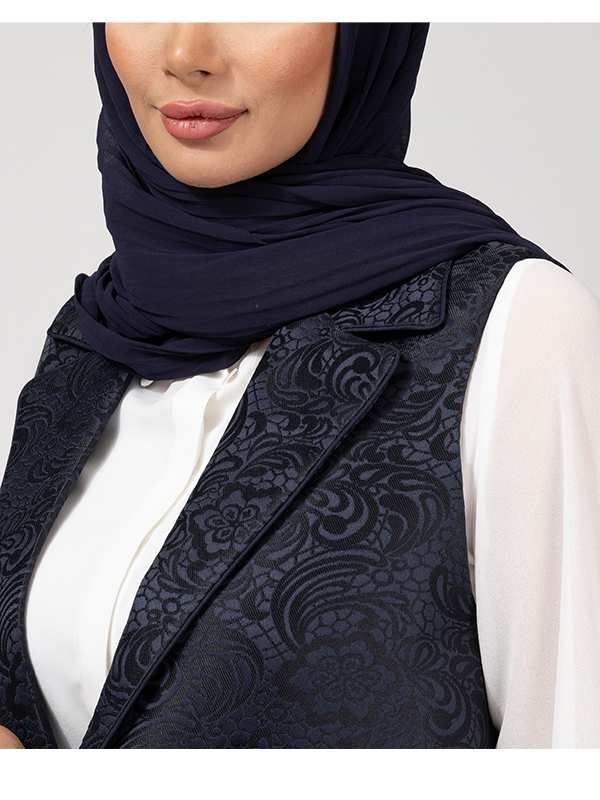 وست بلند زنانه ژاکارد مجلسی جیب نما یقه انگلیسی 70104 برنس Bornos